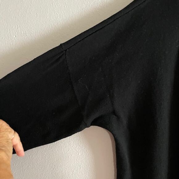 Cyrus Black Wide Crewneck Pullover Sweater XL Woman 3/4 Sleeve Knit Layer - Picture 7 of 8